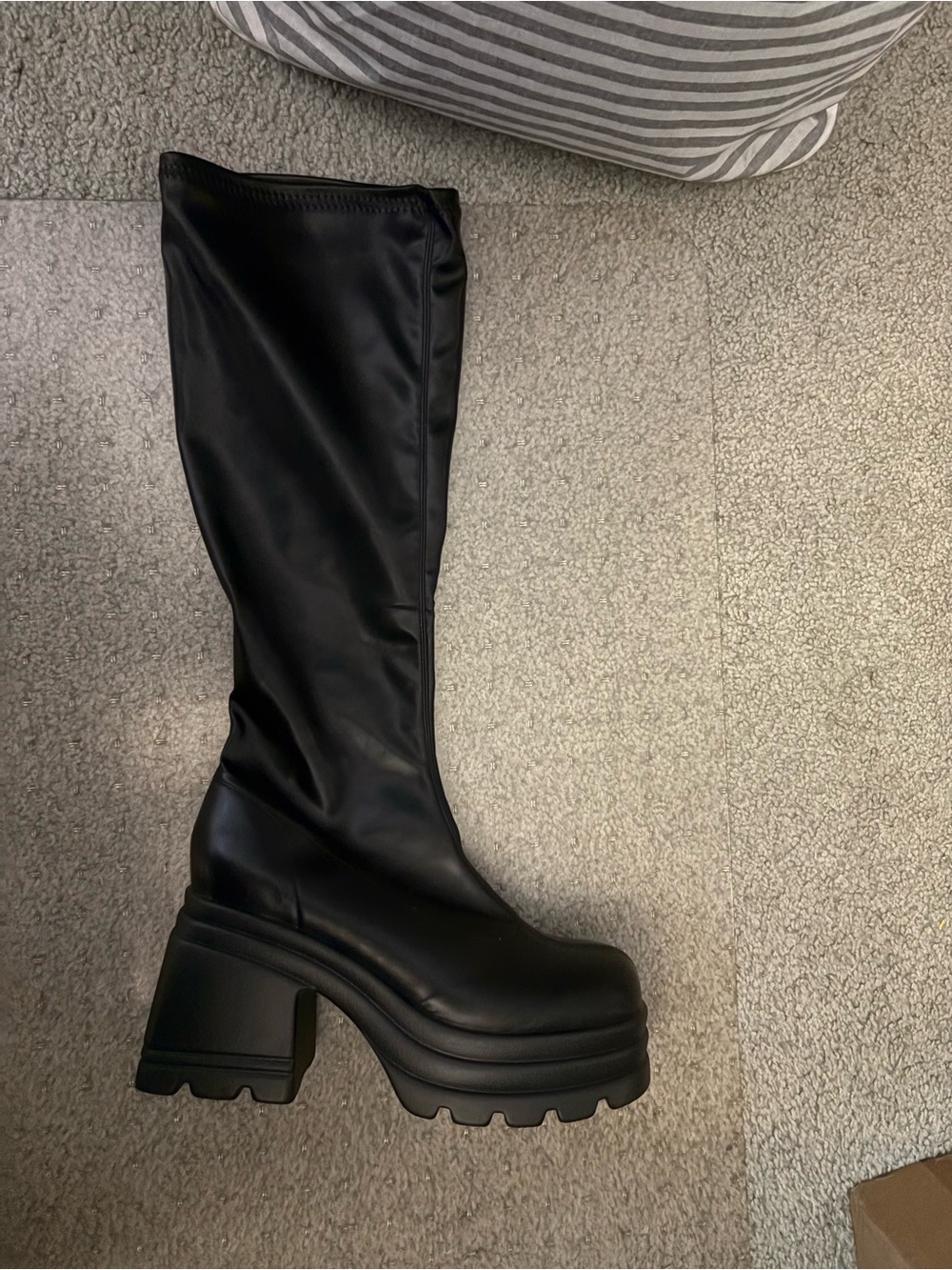 Black Chunky Platform Knee-High Boots - Women - Picture 2 of 5